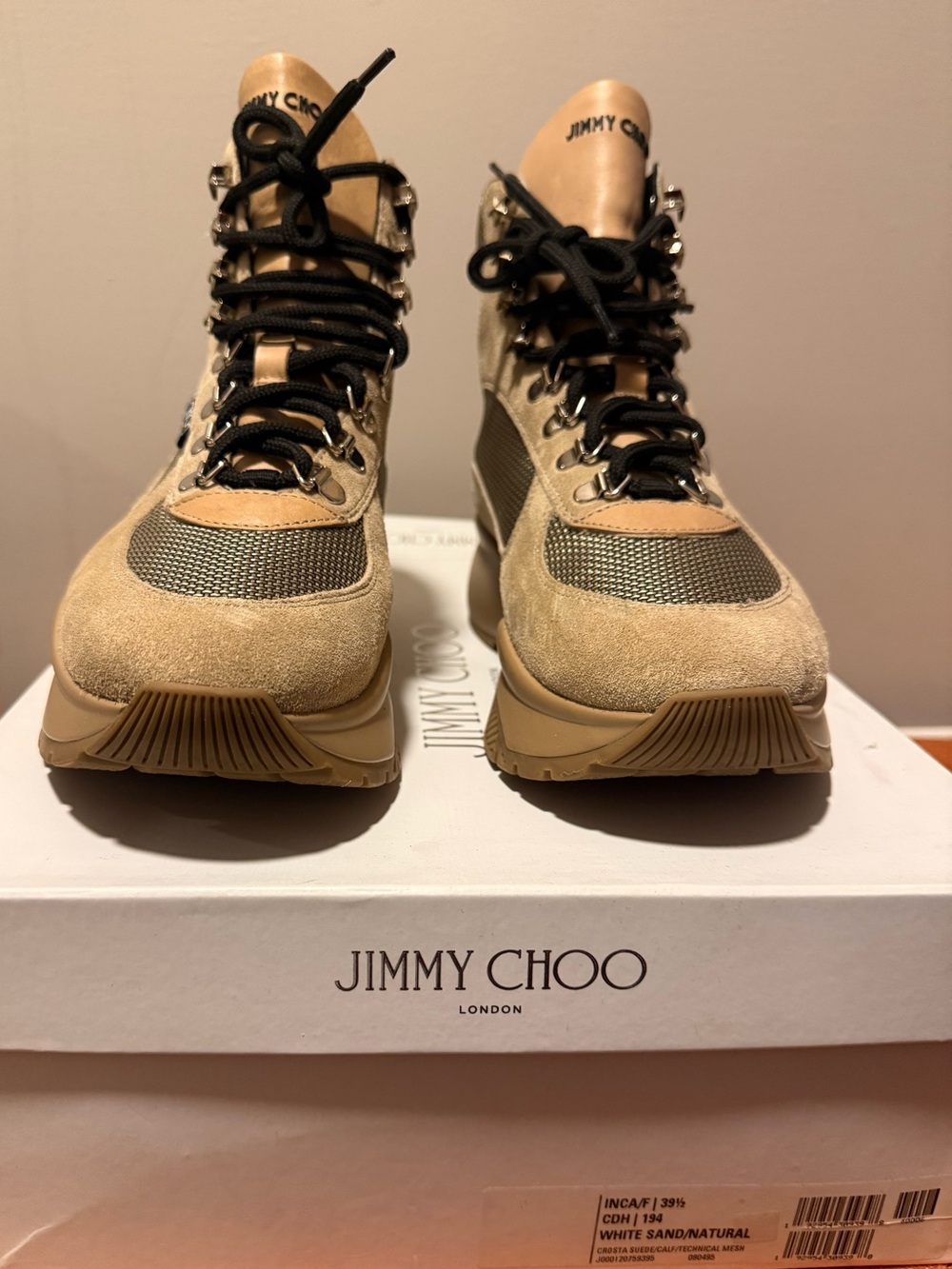 Jimmy Choo Women’s Sand Suede & Mesh High-Top hiking boots